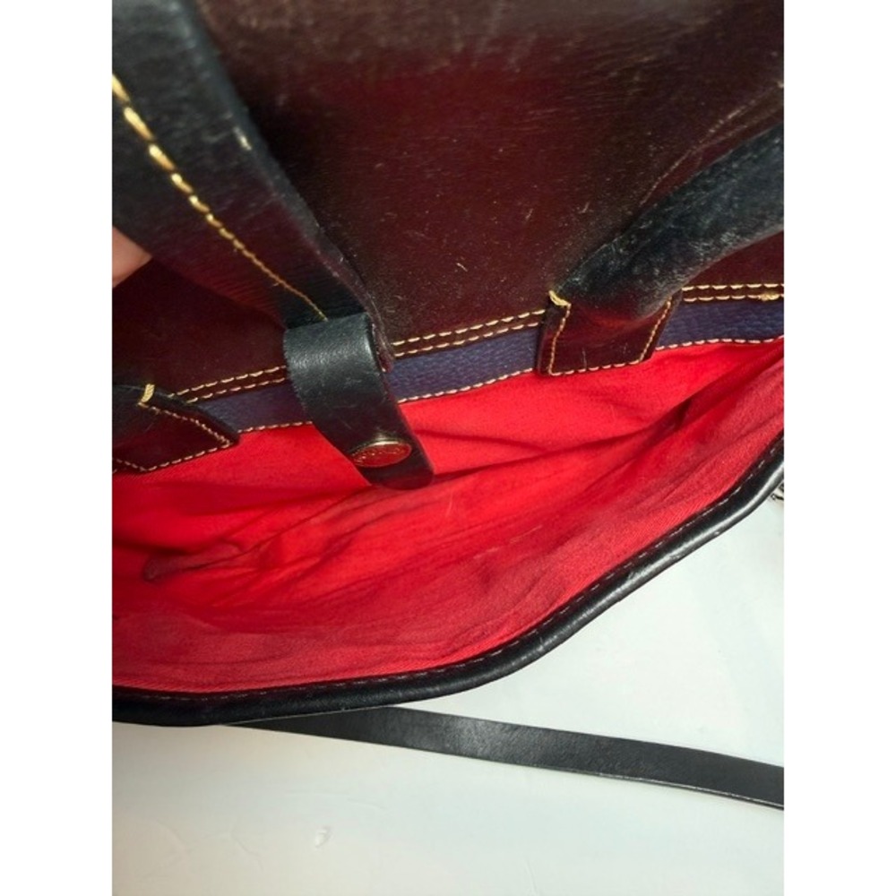 Dooney & Bourke Navy Blue Pebbled Leather Elisa Satchel Brown Trim J10831022 - Picture 9 of 16